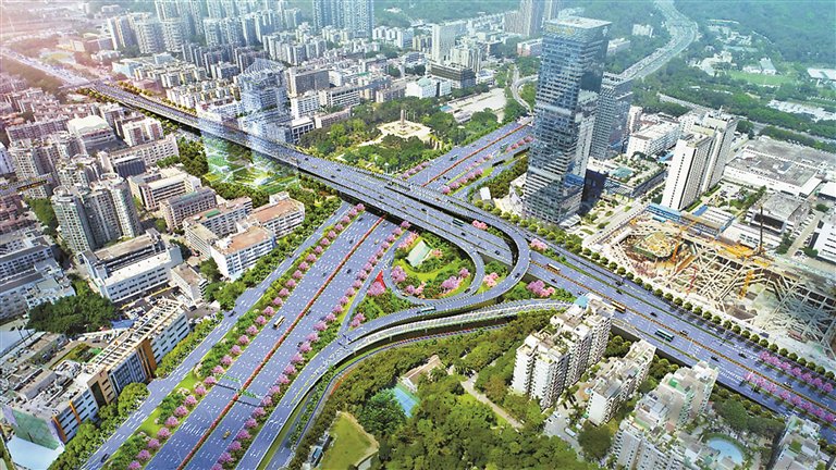 彩梅立交改造工程效果图.(深圳市交通运输局供图)