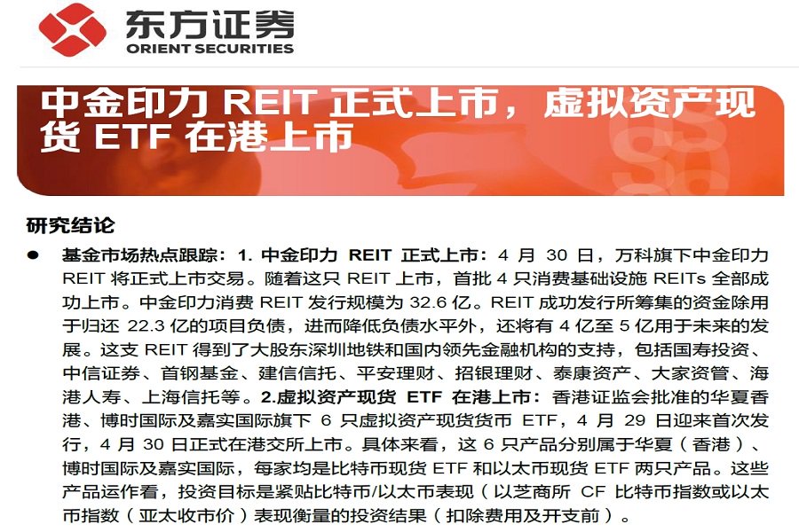 金融工程研究_中金印力REIT正式上市，虚拟资产现货ETF在港上市.pdf