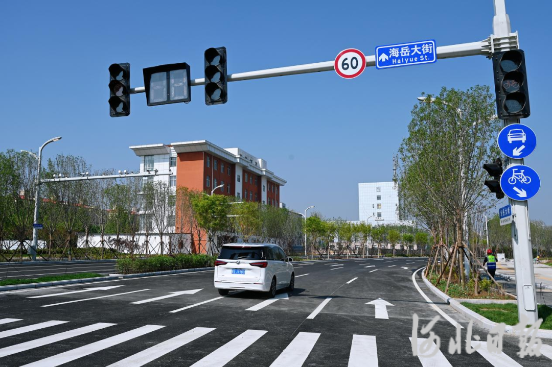 5月8日9时,随着路口施工护栏的拆除,雄安新区起步区海岳大街(西段)