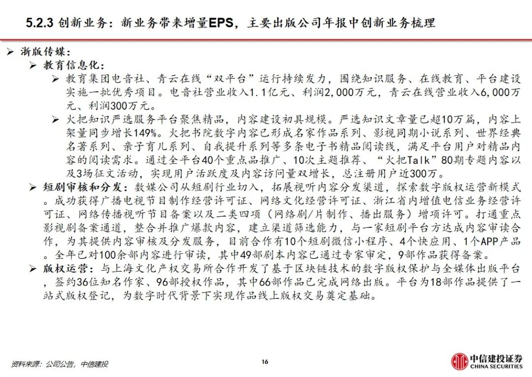 中信建投 | 出版行业财报梳理和回顾:主营业绩稳健,分红稳步提升