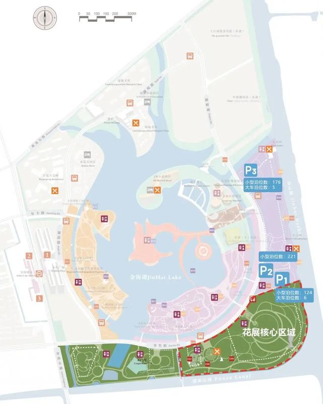 海沈线,南申专线至金海湖地铁站,转乘金海湖游览专车可游玩上海之鱼及