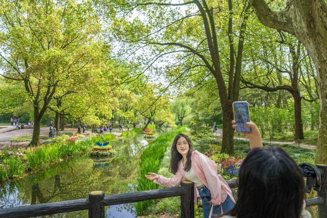 随着春日里百花齐放，共青森林公园内的“莫奈花园”再次迎来了大批市民游客的眷顾。资料图片