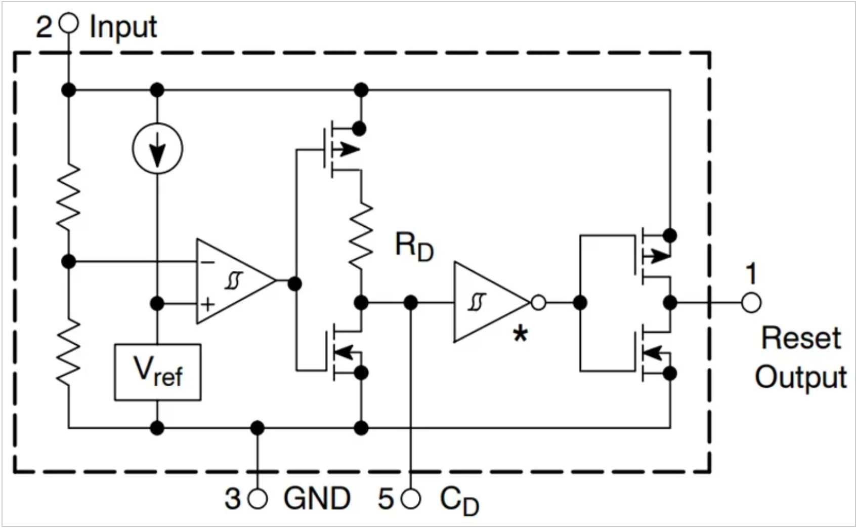 图6。NCP302系列监控IC的简化电路图。图片由Onsemi提供