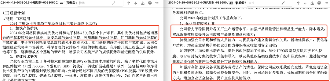 福斯特与海优新材经营计划对比资料来源：公司公告