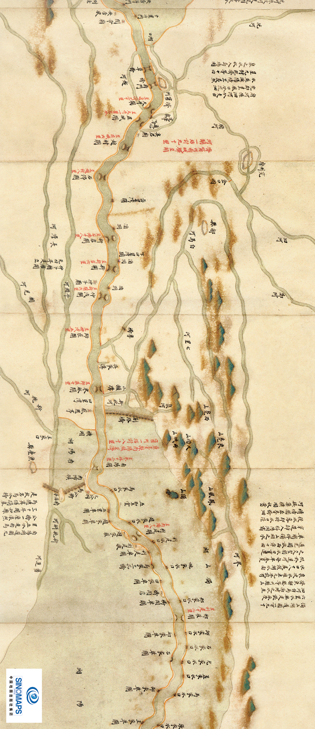 图中采用的方位指示是上东下西,左北右南,与现代常见的地图方位不同