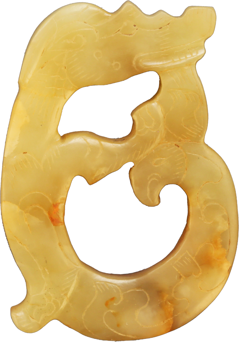 这是2015年江苏省扬州汉墓群出土的龙凤纹玉佩.(受访者供图)