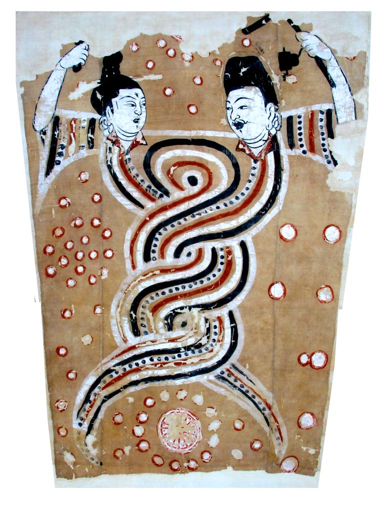 伏羲女娲像绢画（吐鲁番博物馆供图）