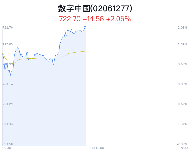 数字中国概念盘中拉升，紫光股份等3只股票涨停