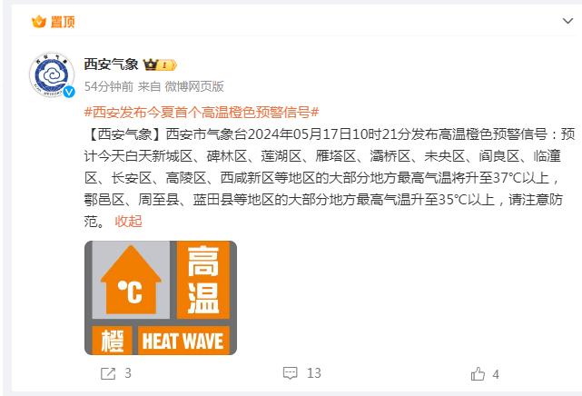 高温橙色预警:这两大城市今日最高气温超37℃以上!