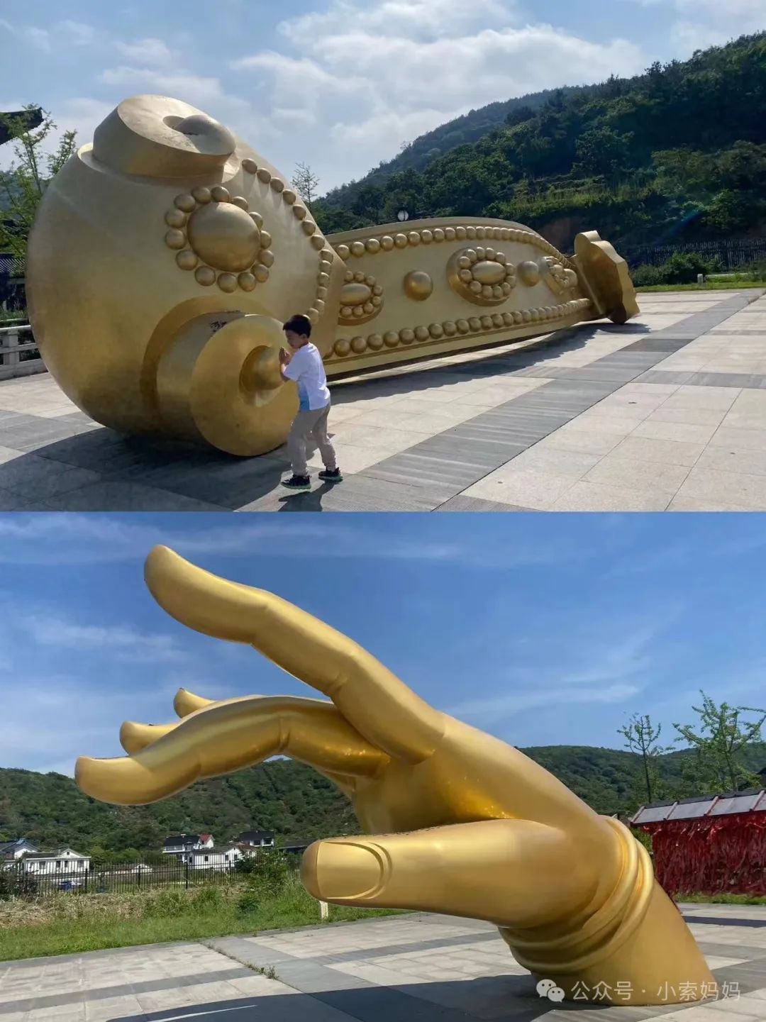 摸摸如意,沾沾喜气;摸摸佛手,增福添寿.