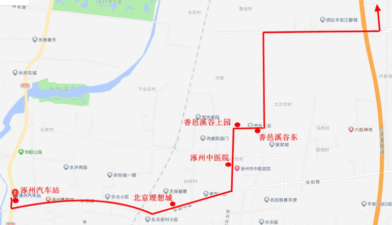 京涿通勤定制快巴进京线路走向上下站点。北京市交通委供图
