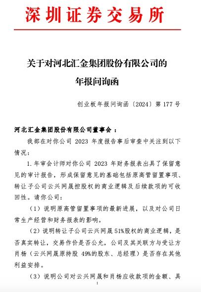 ▲深交所问询函截图