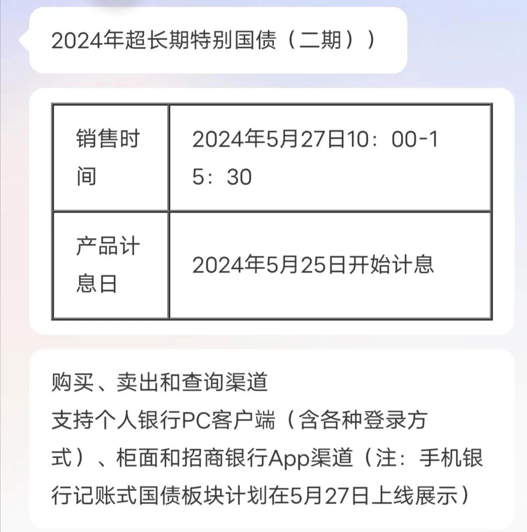 招商银行方面表示,5月27日上午10点至下午3点半,个人投资者可以通过该