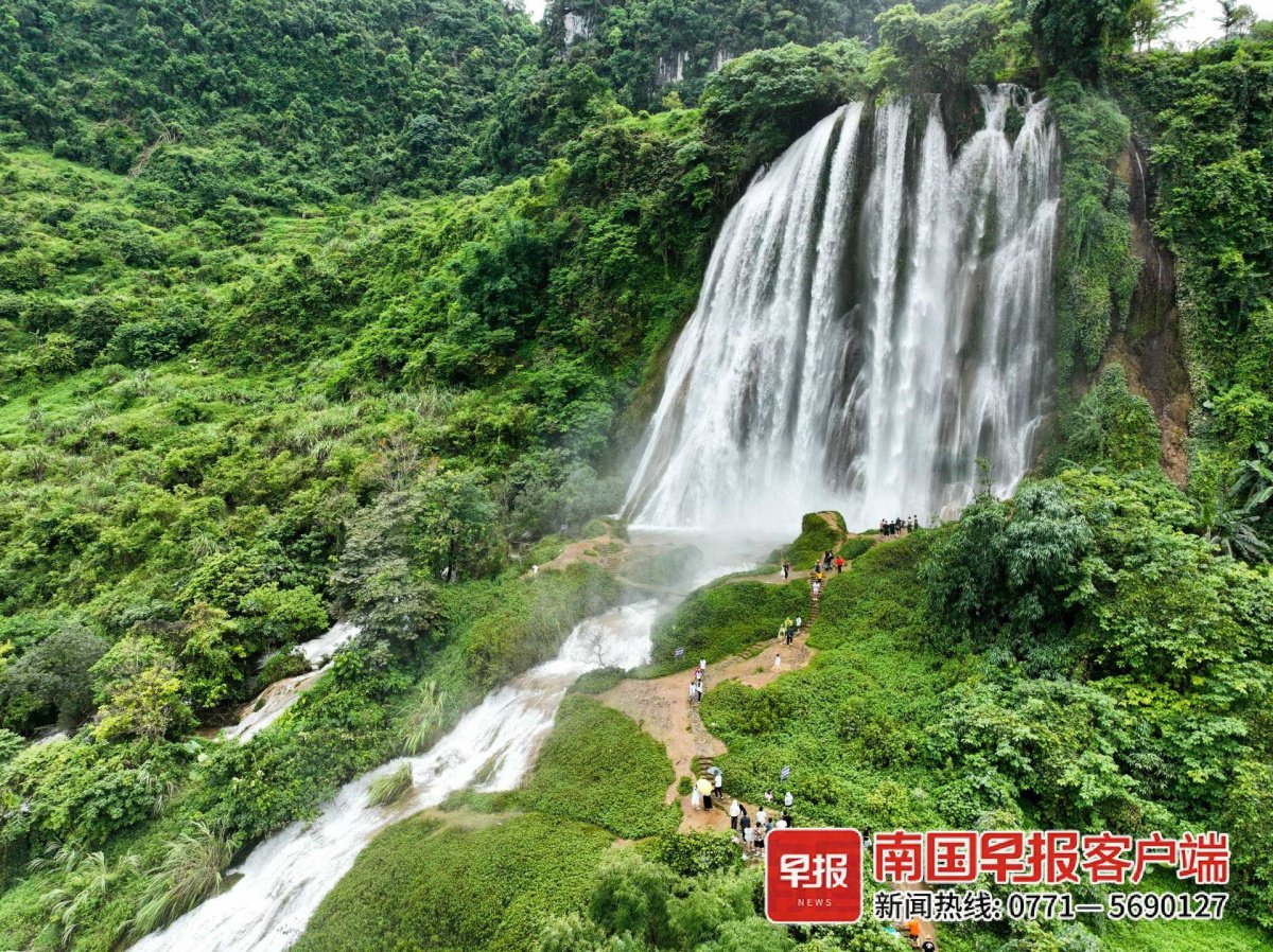 靖西这处野生瀑布已到丰水期,无需门票即可打卡