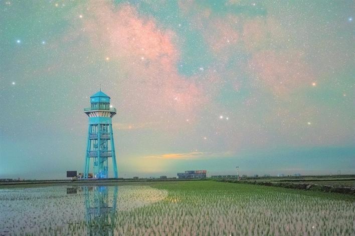 星空下的黑龙江省佳木斯富锦市万亩水稻公园