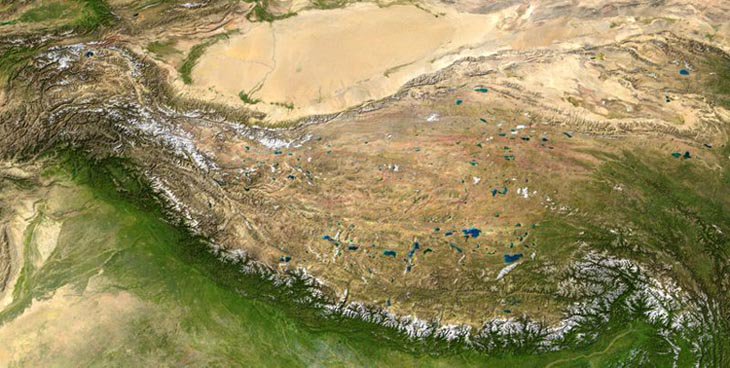 ▲ 图源中国科学院青藏高原研究所：青藏高原卫星影像