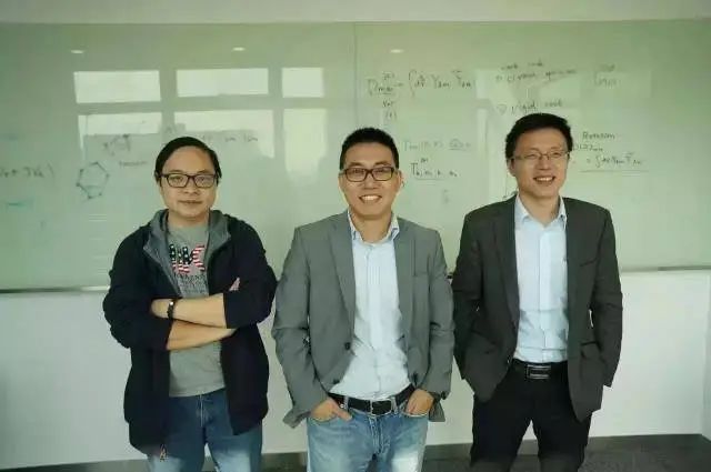 晶泰科技联合创始人，左起：首席创新官赖力鹏、董事长温书豪、CEO马健