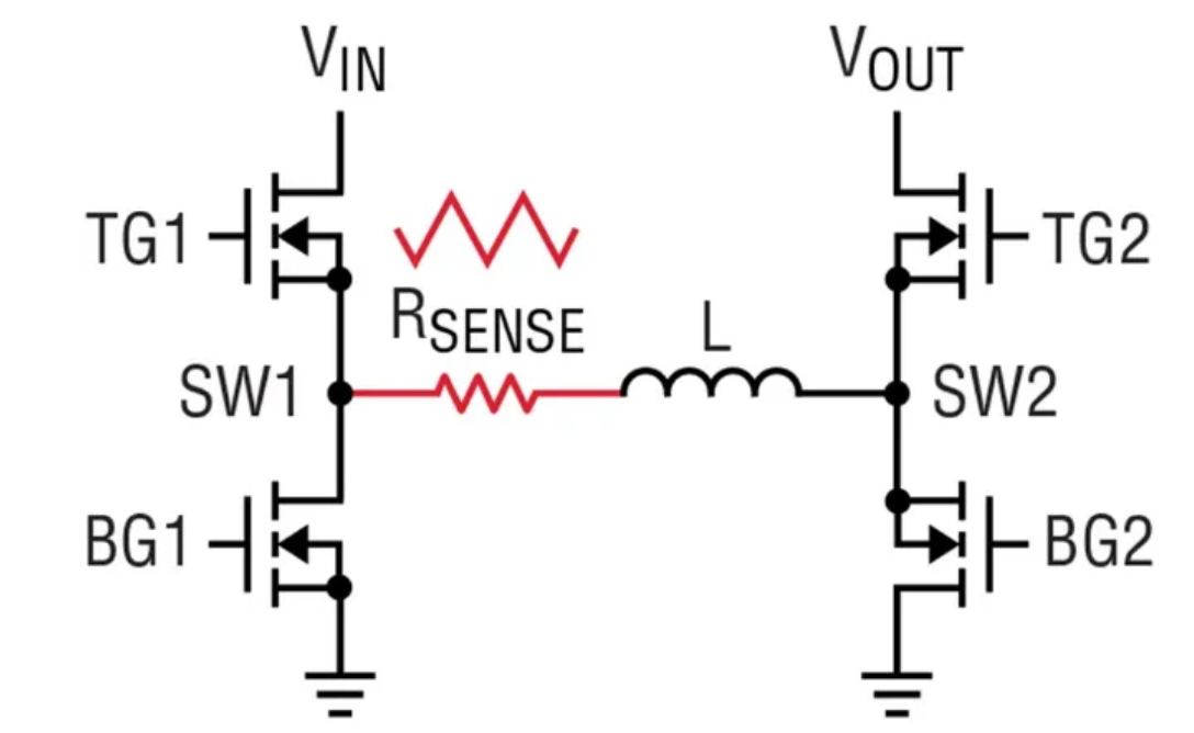 图9. LT8390升降压转换器，RSENSE与电感串联