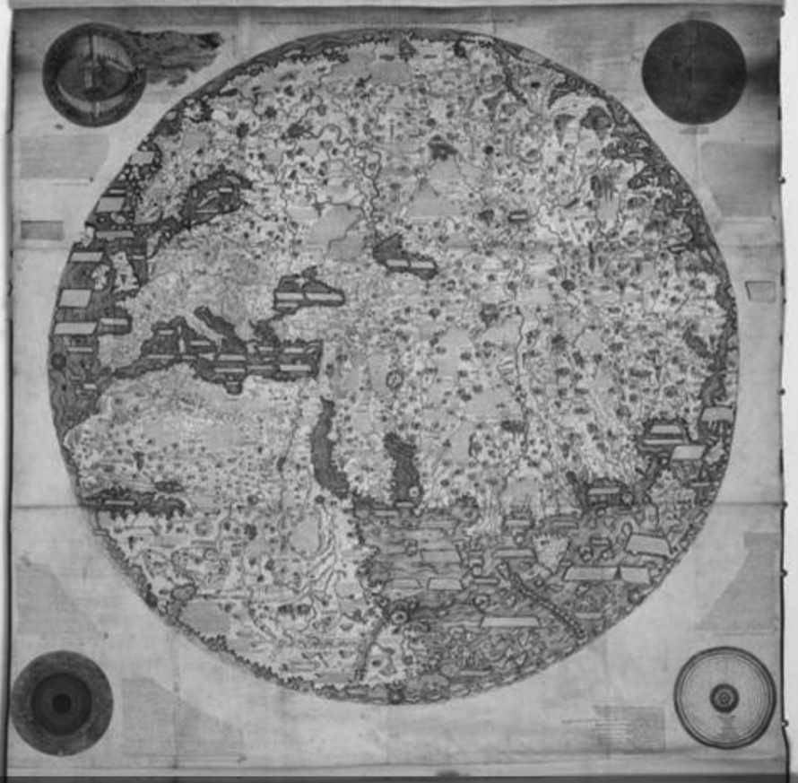 这是公元1459年,欧洲人的世界地图.