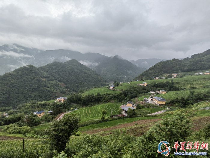 桂花村的袈裟古梯田美景和特色民居。