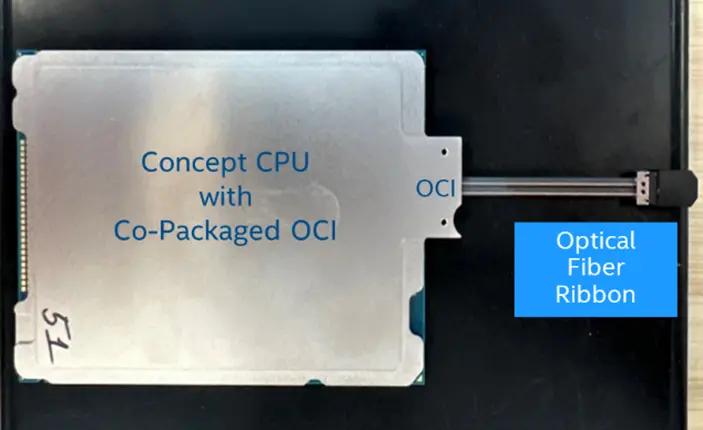 ▲ 集成 OCI 小芯片的原型 CPU 实物图