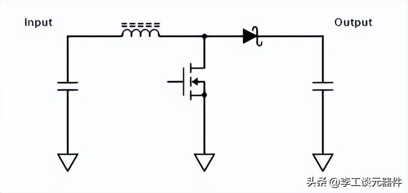 升压转换器的简化原理图