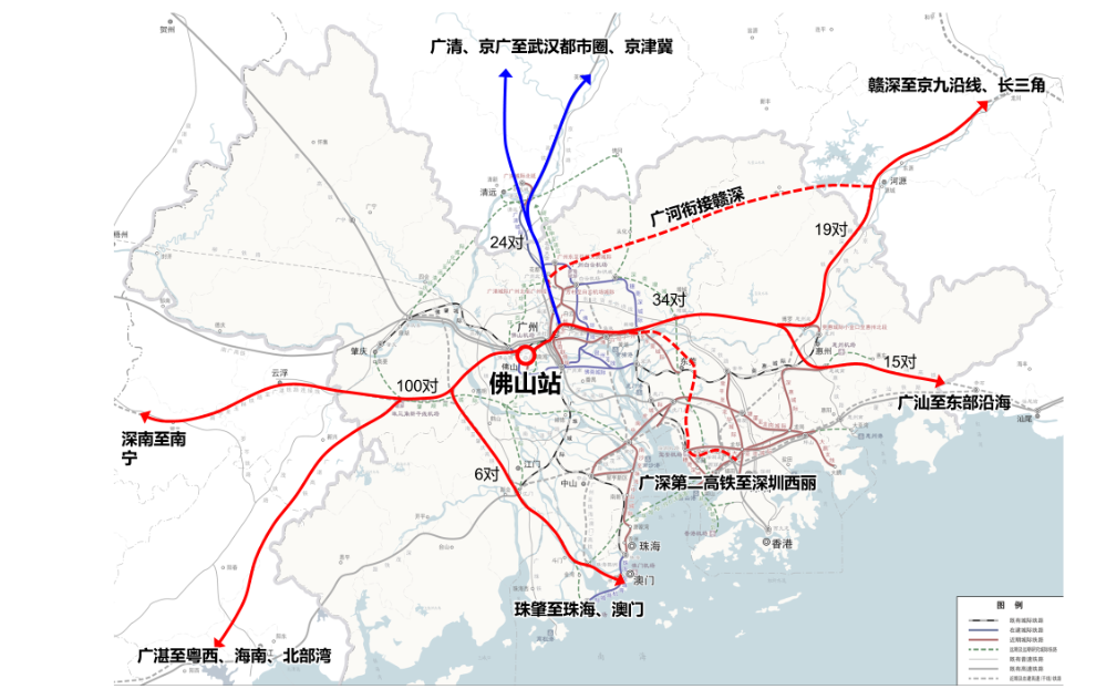 (佛山站可实现与九条(段)350km/h的高铁连通.