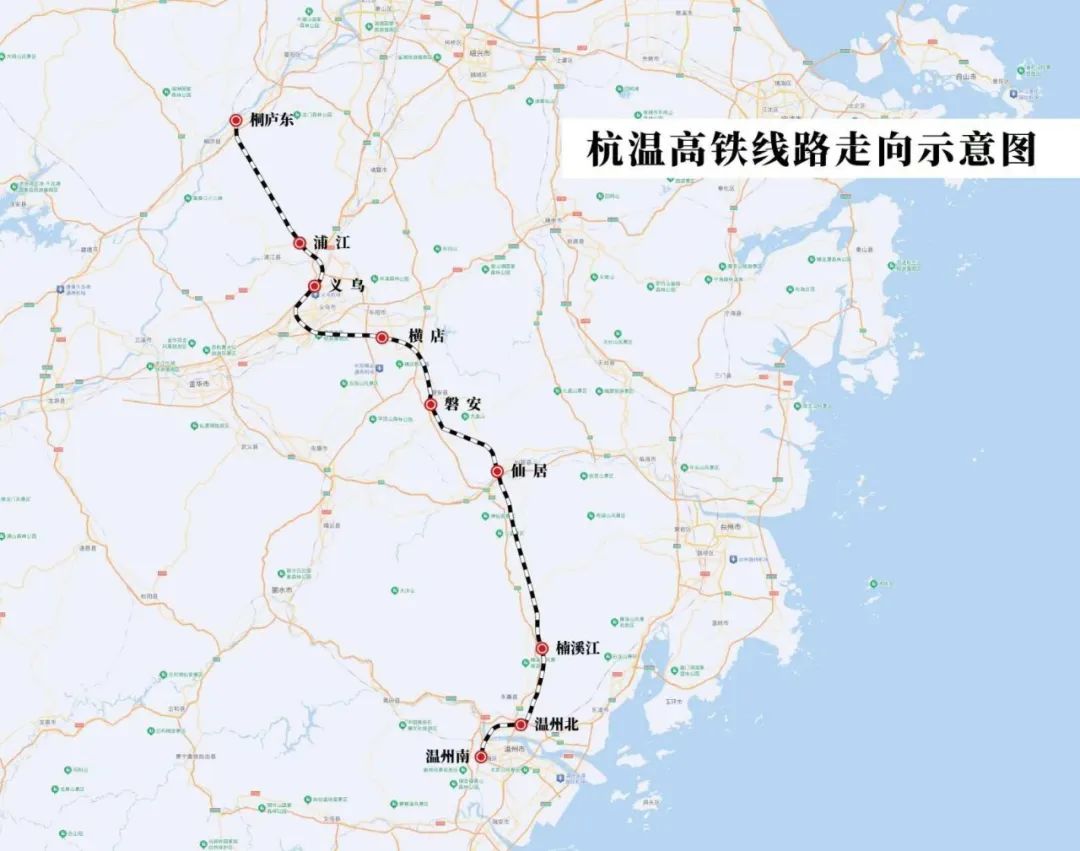 杭温高铁线路走向示意图 供图:上海铁路局