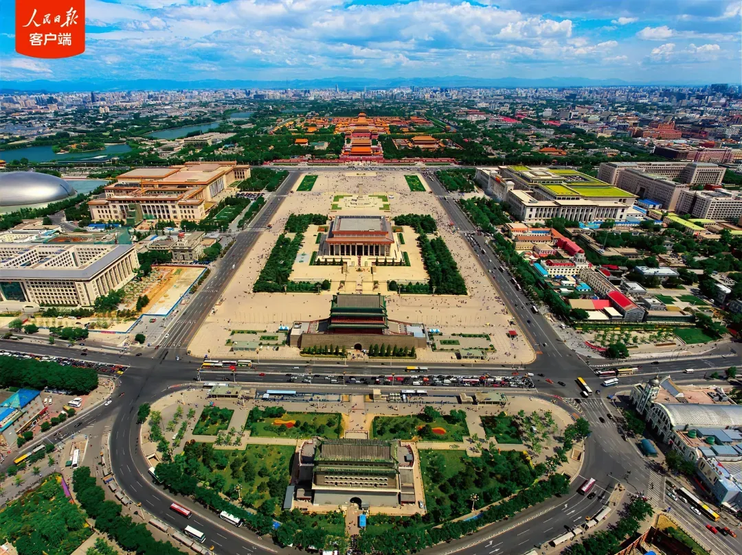 “北京中轴线”鸟瞰（图源：人民日报客户端）