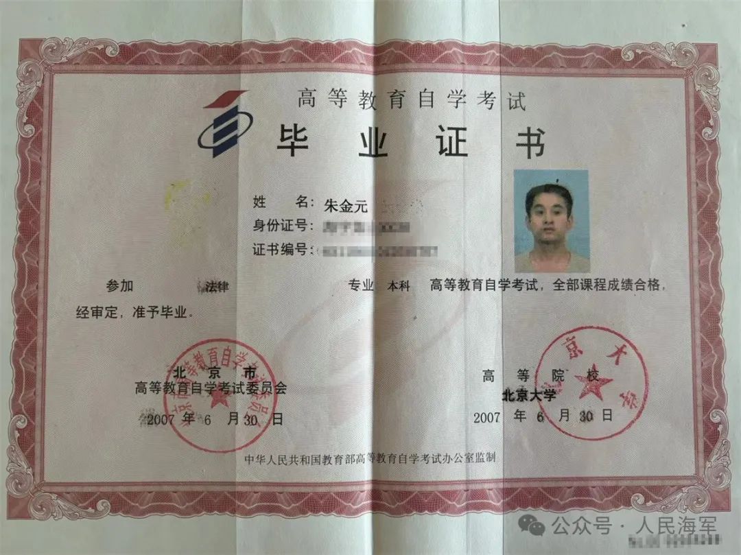 朱金元的本科毕业证