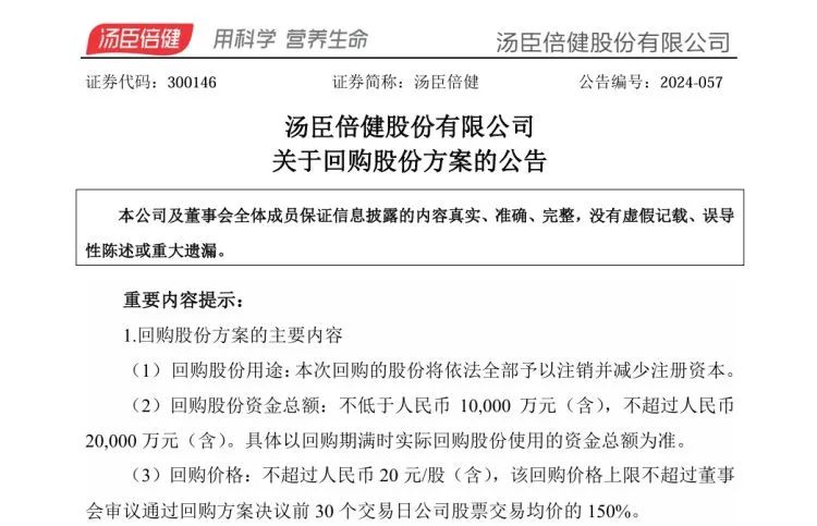 图片来源:汤臣倍健公告