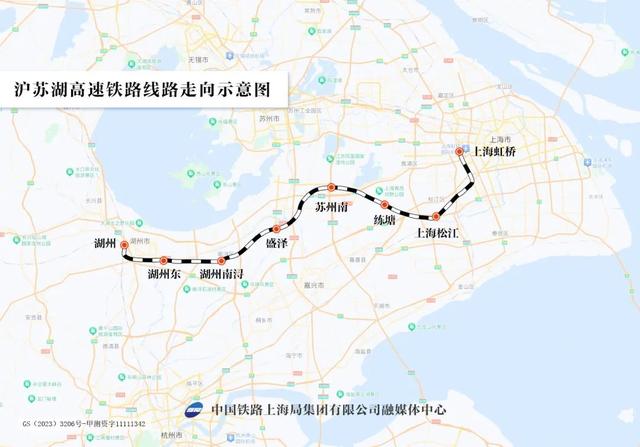 沪苏湖高铁线路走向示意图（制图：殷超）