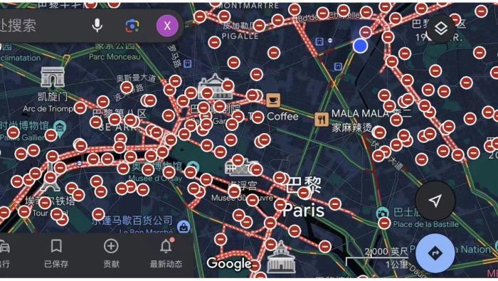 奥运工夫巴黎市区封路情况;图片起首:小红书共享帖截图