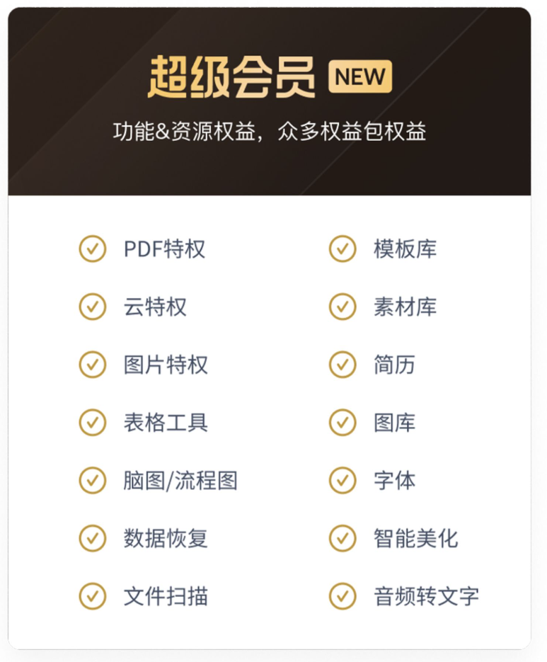 京东WPS 超级会员 2 年赠 QQ 音乐绿钻 1 年双重优惠 188.9 元领 60 元券