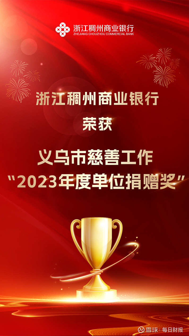 浙江稠州商业银行荣获2023年义乌市慈善工作单位捐赠奖_新浪财经_新浪网