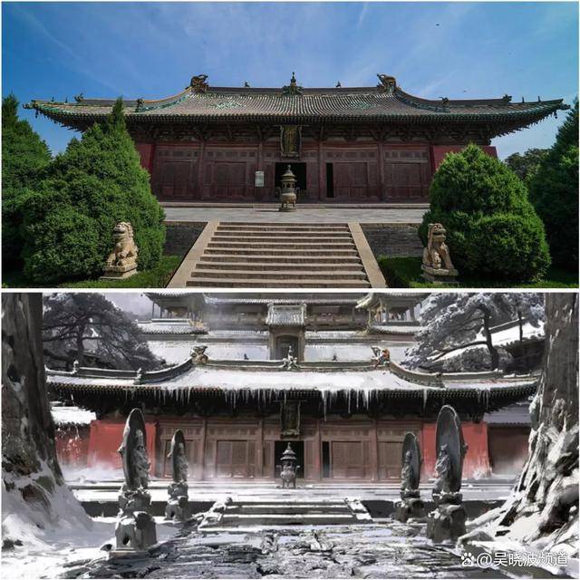 山西朔州崇福寺与游戏内场景