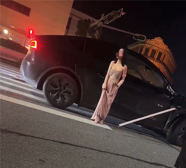 女子酒后开特斯拉撞护栏情绪崩溃:扬言撞死围观者