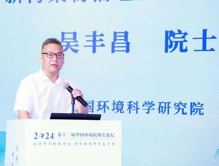 　中国工程院院士吴丰昌做主旨报告。主办方供图。