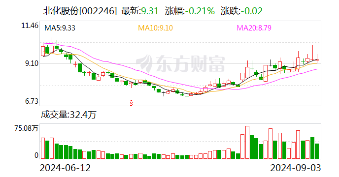 北化股份:连续6日融资净买入累计5116.6万元(09-03)