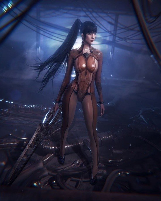 俄妹cos剑星女主胶衣贴身前凸后翘纤腰迷人