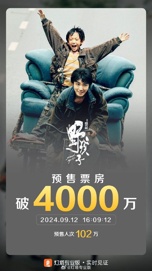 2024中秋档新片票房破5000万：王俊凯主演《野孩子》独占4000万-王俊凯中秋节目单