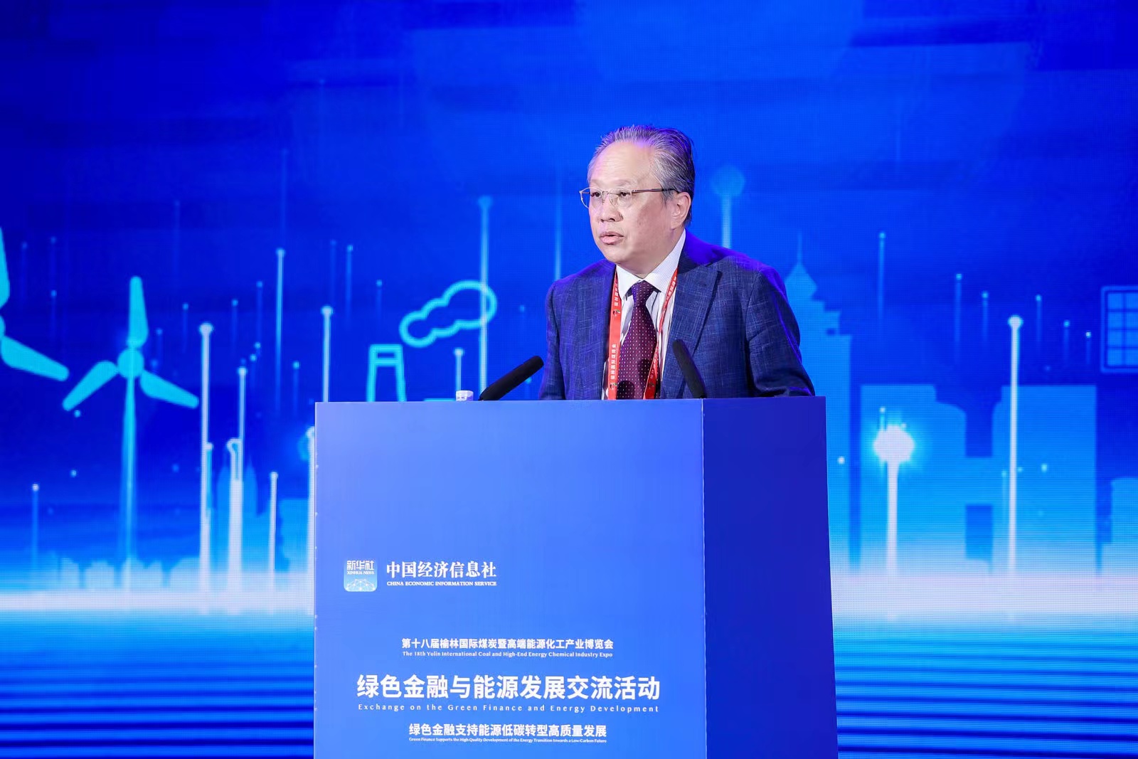 图为唐丁丁在绿色金融与能源发展交流活动上做主旨发言