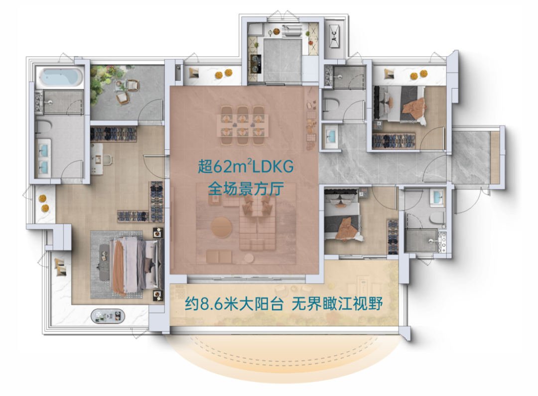 建面约168㎡户型图