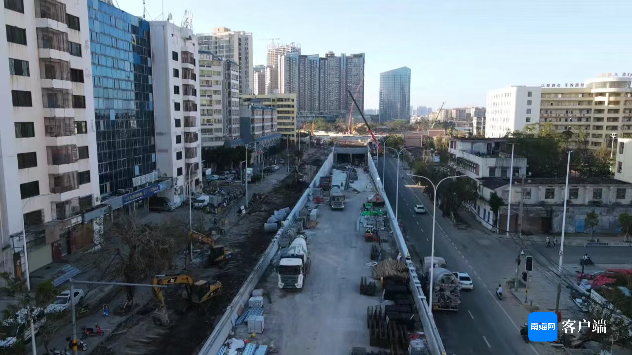 台风过后 海口白龙路下穿通道工程复工复产按下"快进键"