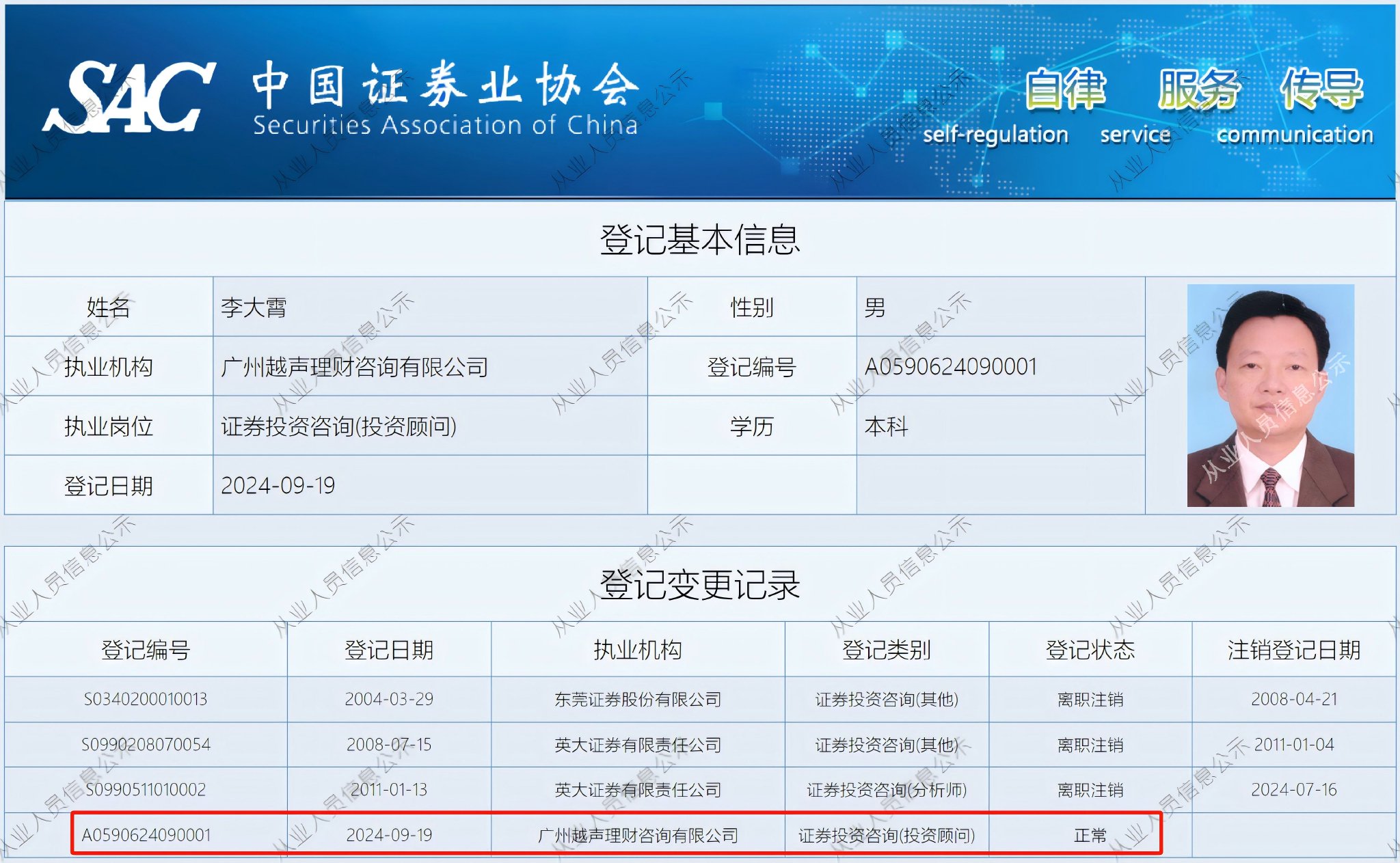 登记类型为证券投资咨询(投资顾问)