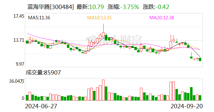 蓝海华腾:连续6日融资净偿还累计1904.54万元(09-20)