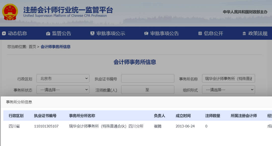 刚刚，瑞华的最后一家分所被注销！|瑞华_新浪财经_新浪网