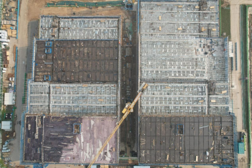 中建八局大河申通冷链物流园顺利完成2#多层冷库B1区域顶板混凝土浇筑