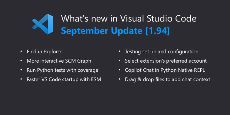 微软发布 Visual Studio Code 1.94 更新：升级启动速度，增强 AI 聊天