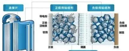 锂电微观结构示意图（红色部分为粘结剂分布）